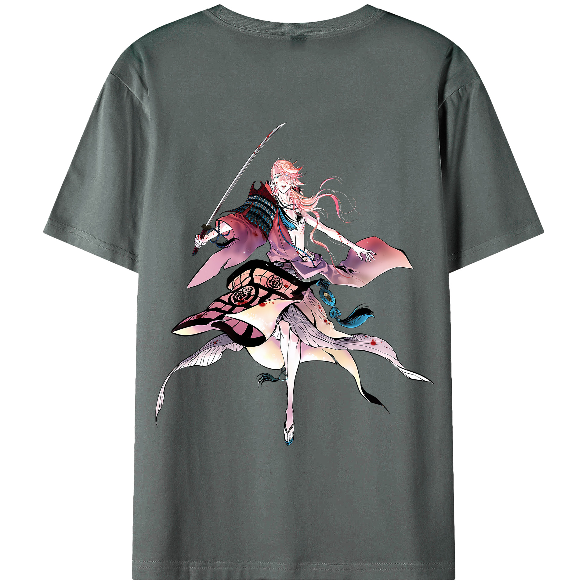 （画像用） 刀剣乱舞 Touken Ranbu 綿100％ メンズ半袖Tシャツ（バックプリント） 通気性
